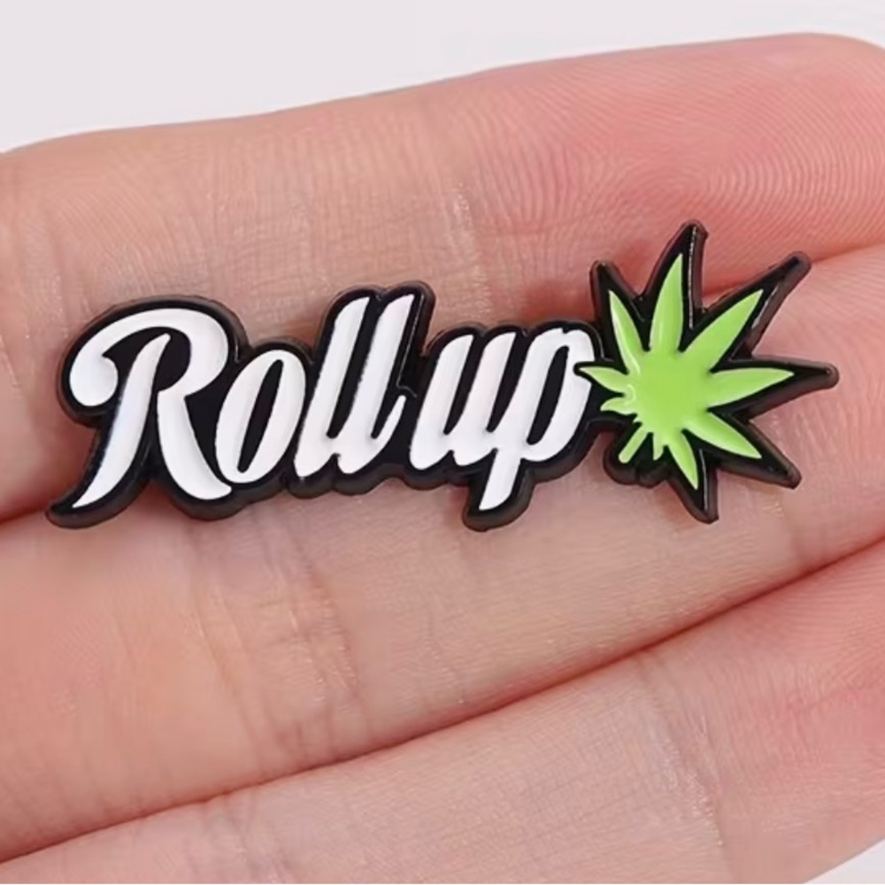 Roll Up Enamel Pin Green Marijuana Leaf Show your 420 Pride